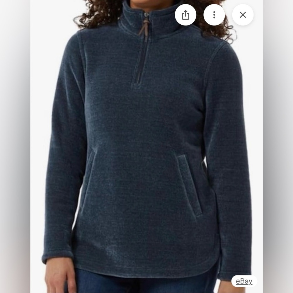 32 Degrees Heat 1/4 Zip Mock Neck Fleece Pullover Sweater Bluegray / Teal XS